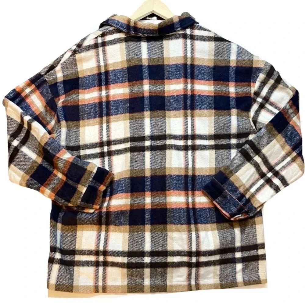 Plaid Flannel Oversized Button Up Shirt Jacket - Picture 5 of 5